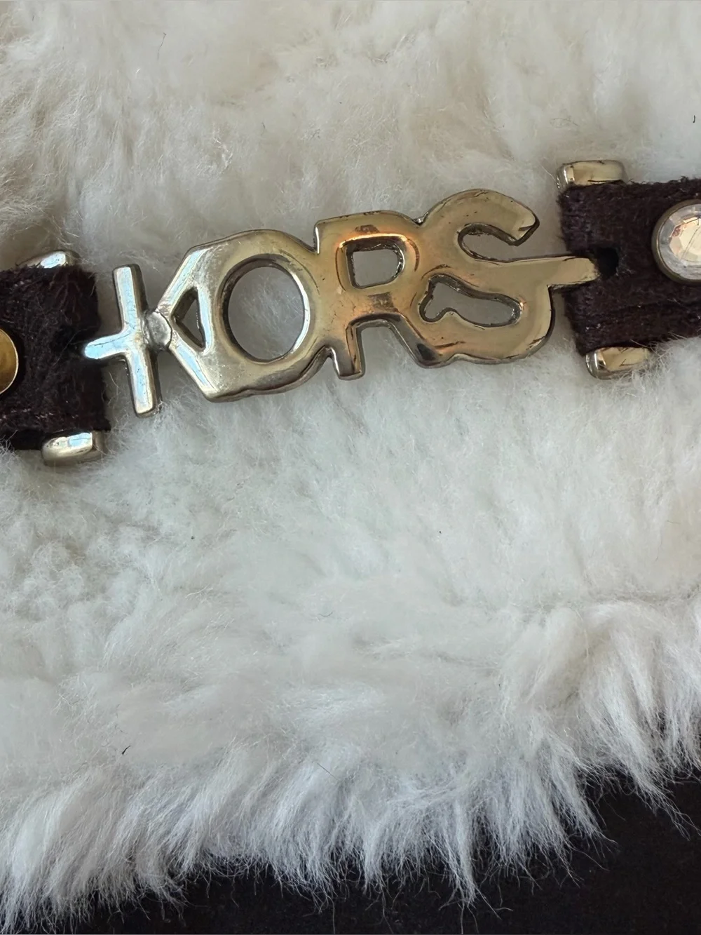 Vintage Michael Kors Brown Suede “Coco” Wedge Boots with White Faux-Fur Cuff